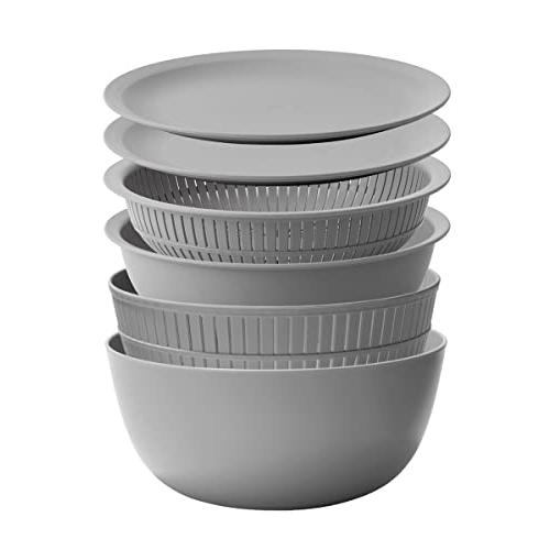 ライクイット ざる ボウル プラスチック 電子レンジ対応 Colander&amp;Bowl グレー 6 l...