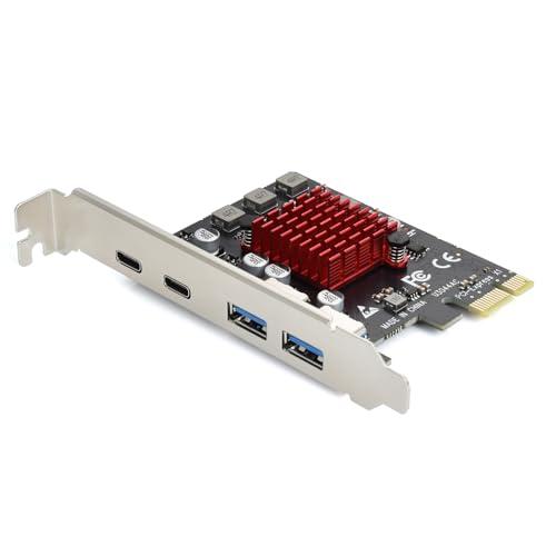 ELUTENG USB3.1増設ボード 4ボード 2 USB-A &amp; 2 USB-C 10Gbps ...