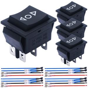 4個 モーメンタリモーター極性逆ロッカースイッチ 赤/黒 DC 20A 12V