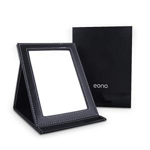 [ブランド] Eono(イオーノ)鏡 卓上 鏡 化粧鏡 折りたたみミラー スタンド鏡 持ち運び 収納 便利 角度調整自由 PUレザー (ブラック｜shiningone23