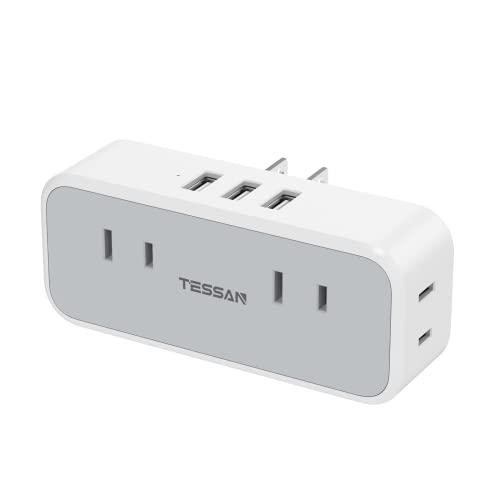 USB コンセント タップ 電源タップ TESSAN 4個AC口 3個USBポート USBタップ o...