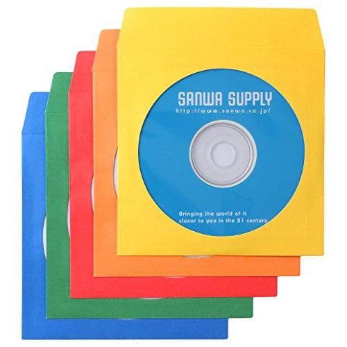 サンワサプライ DVD・CDペーパースリーブケース 1枚収納 5色ミックス 100枚入り FCD-P...
