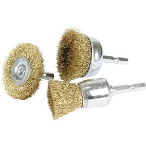 E-Value 六角軸 ワイヤーブラシセット 3PCS カップブラシ