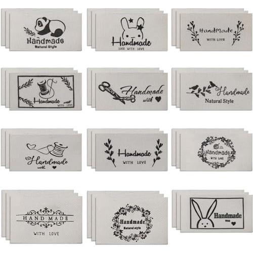 Liroyal ハンドメイド タグ 12スタイル 48個セット タグ ハンドメイド 3サイズ コット...