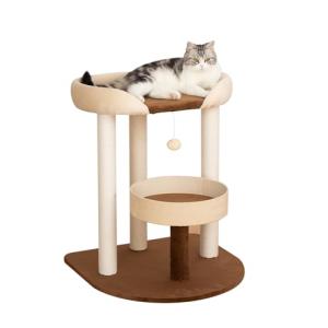 LULUCAT キャットタワー クッション入りベッド巨大土台 据え置き おしゃれ 多頭飼い コンパクト シニア猫 大型猫 安定感 低め 転倒防止｜シャイニングONE