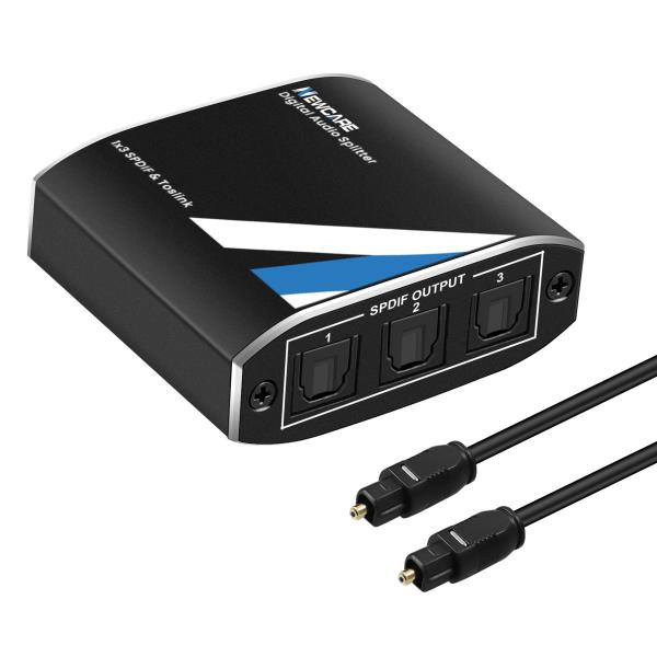 NEWCARE SPDIF/TosLink 光デジタル 分配器 1入力3出力 光ケーブル 分配器 L...