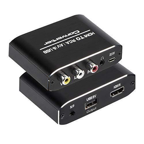 HDMI to RCA変換コンバータ 1080P HDMI to AV 3RCA CVBs コンポジ...