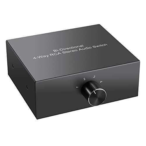 【互換品】 Vrttlkkfe 4ウェイ、双方向RCAステレオオーディオスイッチ、1入り4出てまたは...