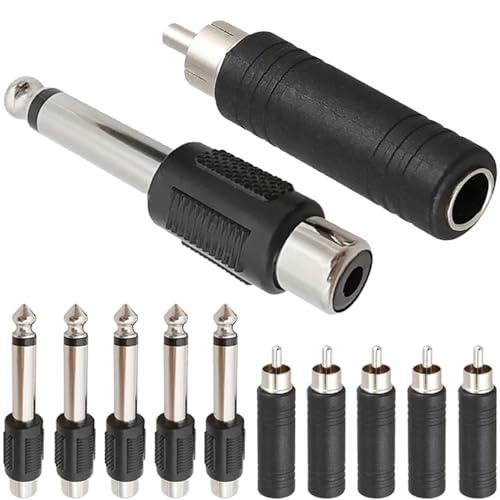 Xiatiaosann 6.35mm-RCAコンバータアダプタ、6.35mm 1/4 TSメス-RC...