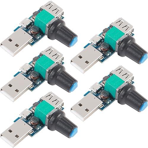 Youmile 5 個 USBスピードコントローラー DC 5V ミニ USB ファン無段階ガバナー...
