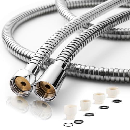 OFFO シャワーホース 2m 耐圧ホース Φ14mm 100%ステンレス製 手元止水シャワーヘッド...