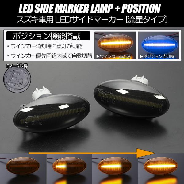ポジション付き シーケンシャル LED サイドマーカー スモーク/青光 MA15S ソリオ/FF21...