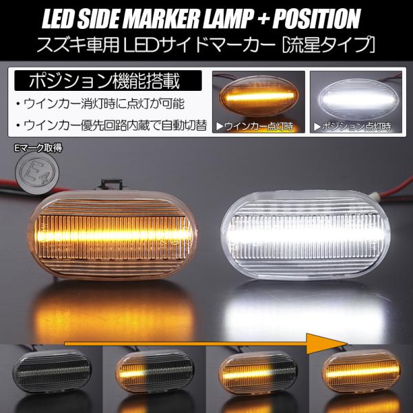 ポジション付き シーケンシャル ウインカー LED サイドマーカー クリア/白光 HF21S 後期 ...