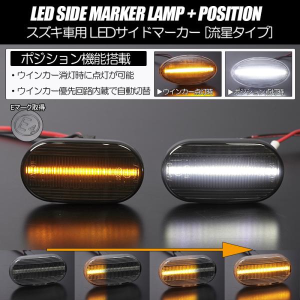 ポジション付き シーケンシャル ウインカー LED サイドマーカー スモーク/白光 JM23W AZ...