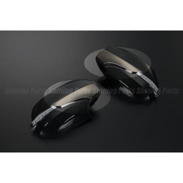 200系ハイエース他 流星バージョンウインカーミラー専用ブラッククロームリム 左右