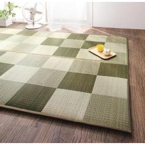自然素材ラグ 厚みが選べる3タイプ 純国産ブロック柄い草ラグ ウレタン6mm 261×352cm