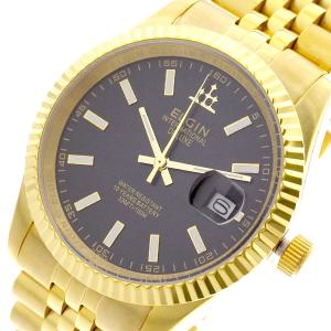 エルジン ELGIN 腕時計 メンズ FK1422G-B クォーツ ブラック ゴールド 国内正規品 ゴールド｜shiningstore-life