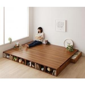シェルフ棚・引出収納付きベッドとしても使えるフローリング調デザイン