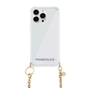 PHONECKLACE チェーンショルダーストラップ付きクリアケース for iPhone 13 Pro ゴールド  PN21602i13PGD