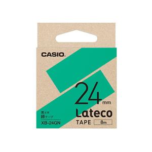 カシオ計算機 Lateco専用詰替用テープ/緑に黒文字/24mm XB-24GN