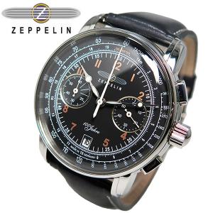 ツェッペリン ZEPPELIN 100周年記念 クオーツ メンズ クロノ 腕時計 7674-2 ブラック｜shiningstore-next