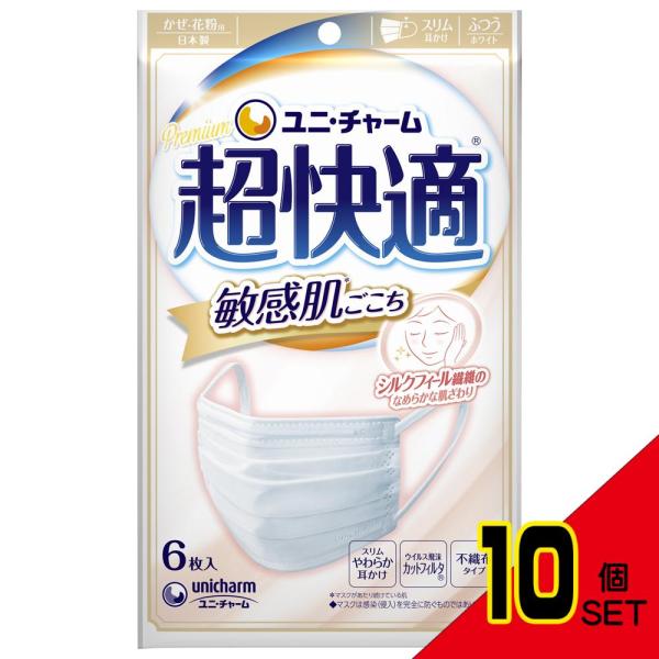 超快適マスク敏感肌ごこちふつう6枚 × 10点