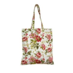 花柄エコバッグ 内ポケット付 ピンク NFY-005P