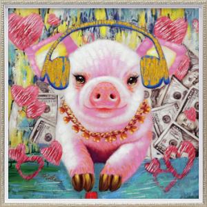 ユーパワー オイルペイント アート「バブル ピッグ(M)」 OP-18038