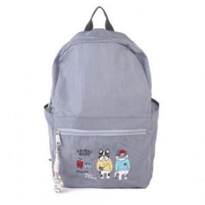 クスグルジャパン 撥水加工 刺繍ワッシャーバッグ リュック アニマルモード柄 グレー 24-7608