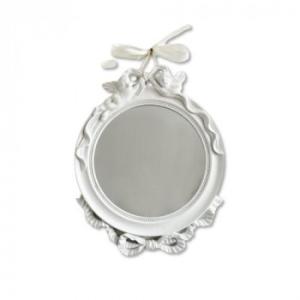 ウォールミラー エンジェルリボン 鏡 壁飾り 壁掛け リボン付き ホワイト 2409KFM003