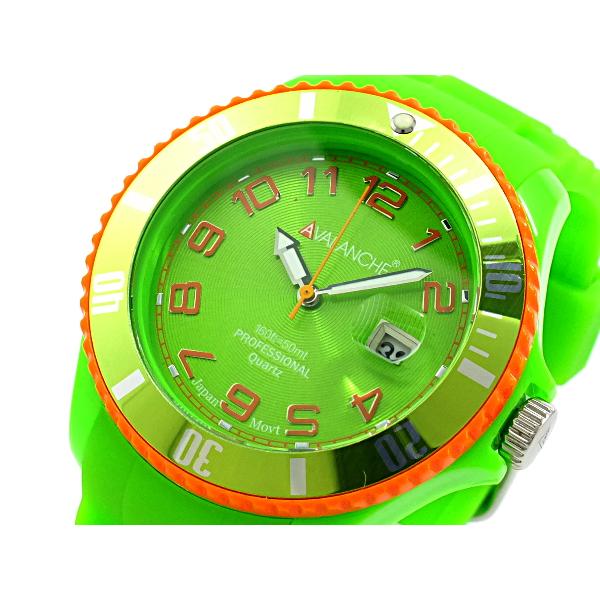 アバランチ AVALANCHE クオーツ 腕時計 AV-1019S-GO-44 グリーン オレンジ
