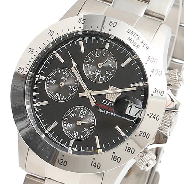 エルジン 腕時計 FK1184S-B3 メンズ クォーツ ブラック シルバー 国内正規品 ELGIN