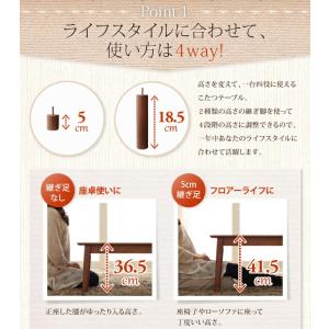 こたつテーブル 4段階で高さが変えられる 天然...の詳細画像5