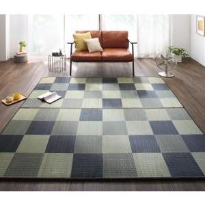 自然素材ラグ 厚みが選べる3タイプ 純国産ブロック柄い草ラグ ウレタン12mm 191×191cm
