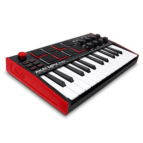 Akai Pro MIDIキーボードコントローラー ミニ25鍵USB ベロシティ対応8ドラムパッド ...