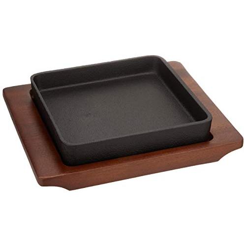 池永鉄工 ステーキ皿 鉄板 IH対応 木台付き 肉料理 スクエアステーキ