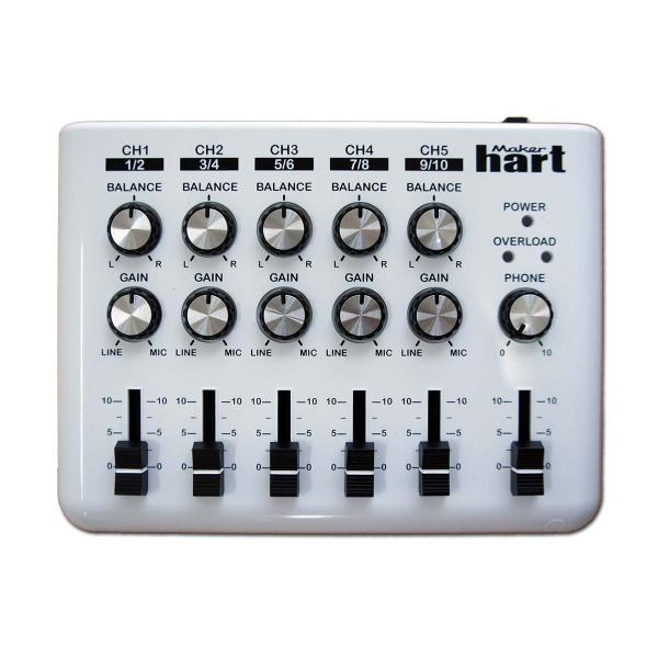 Maker hart Loop Mixer 5チャンネルステレオ音声ミキサー (白い, シンプル)