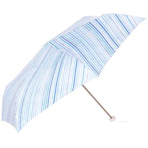 [エスタ] 雨傘 折りたたみ傘 水彩マルチストライプ ライトグリーン レディース サックスブルー 日本 親骨の長さ:55cm｜shiningtoday
