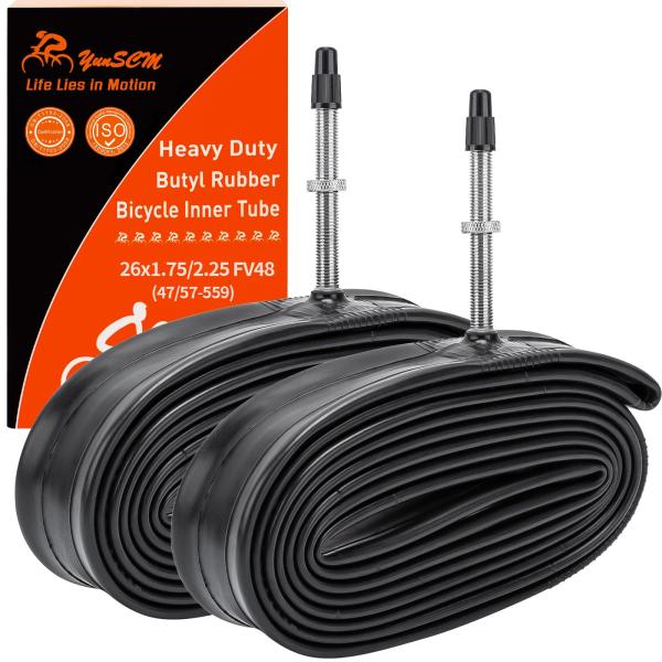 YunSCM 2本,26 2.125 チューブ 肉厚,仏式バルブ48mm 高リムの最良選択,26x1...