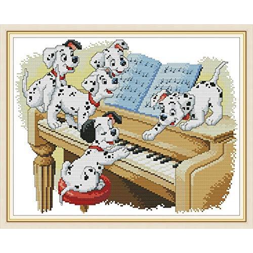 クロスステッチ刺繍キット Awesocrafts ピアノ犬を弾く5人のダルメシアン犬 図柄印刷 DI...