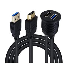 スズキ 新型ジムニー&amp;シエラ 車用 hdmi&amp;usb3.0 延長パネル 防水ケーブル ダッシュボード...