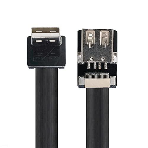 Xiwai 0.5m 下向きUSB 2.0 Type-A オス-メス 延長データ フラット スリム ...