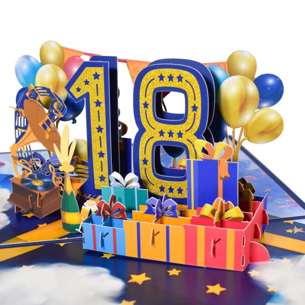 Magic Ants 18周年記念ポップアップカード、誕生日カード、18年結婚記念日カード、3Dグリ...