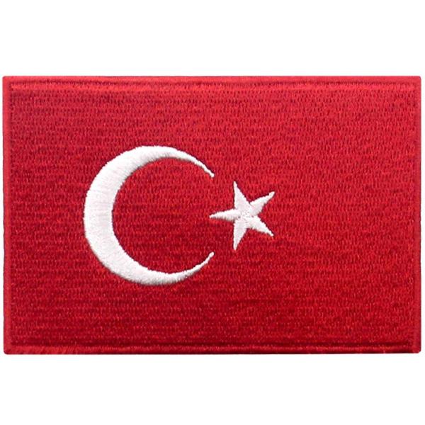 トルコの旗刺繍入りアイロン貼り付け/縫い付けワッペン