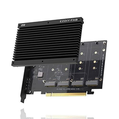EZDIY-FAB Quad M.2 PCIe 4.0/3.0 X16 拡張カード、ヒートシンク付き...