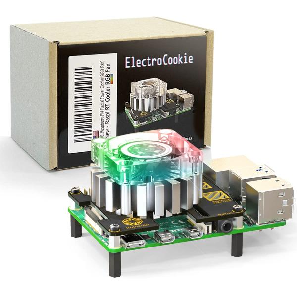 ElectroCookie Raspberry Pi 4ラジアル電源冷却タワー CPUヒートシンク、...