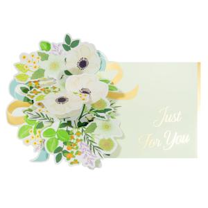 GreetingLife(グリーティングライフ) グリーティングライフ フラワーブーケ とびだす ポップアップ 寄せ書き 色紙 シール付 グリーン ミ