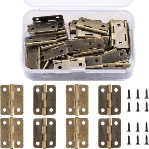 平蝶番 ヒンジ 丁番 ミニ蝶番 木箱用 4穴 50個入り ネジ付 収納