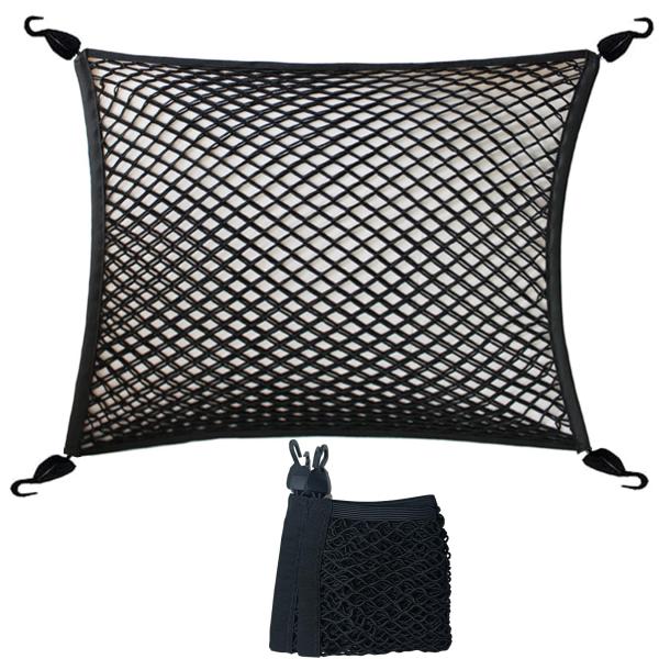 車用２層式ラゲージネット 全体ゴム製 ２重式 ラゲッジ カーゴ トランク収納 (60cm×80cm)...