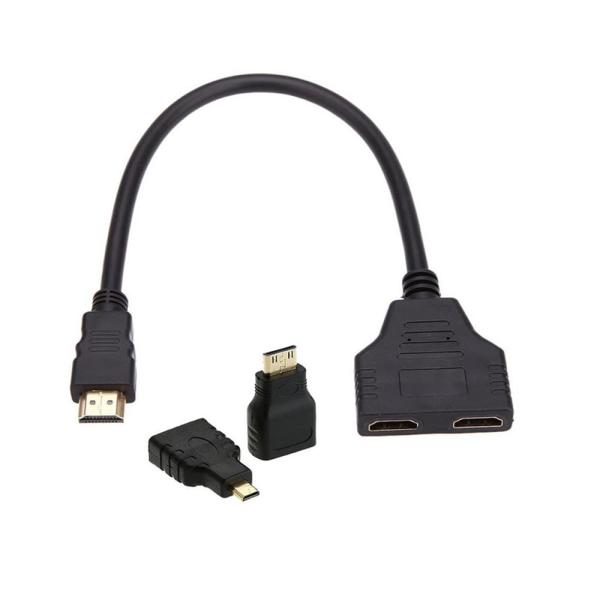 NFHK HDMI→デュアルHDMIメス Yスプリッタースイッチ延長アダプターケーブル Micro ...